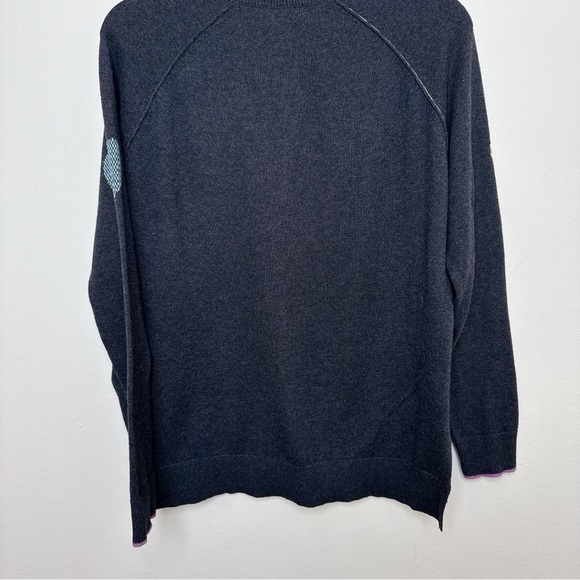 ZAKET & PLOVER Womens Small Vneck Heart Cashmere Gray Sweater CN - Picture 14 of 15